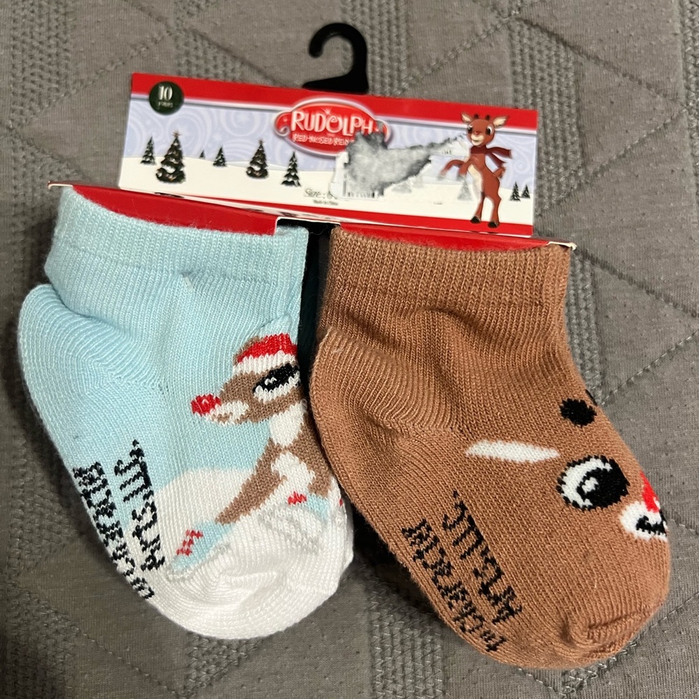 10 pairs of Rudolph Christmas Socks Set